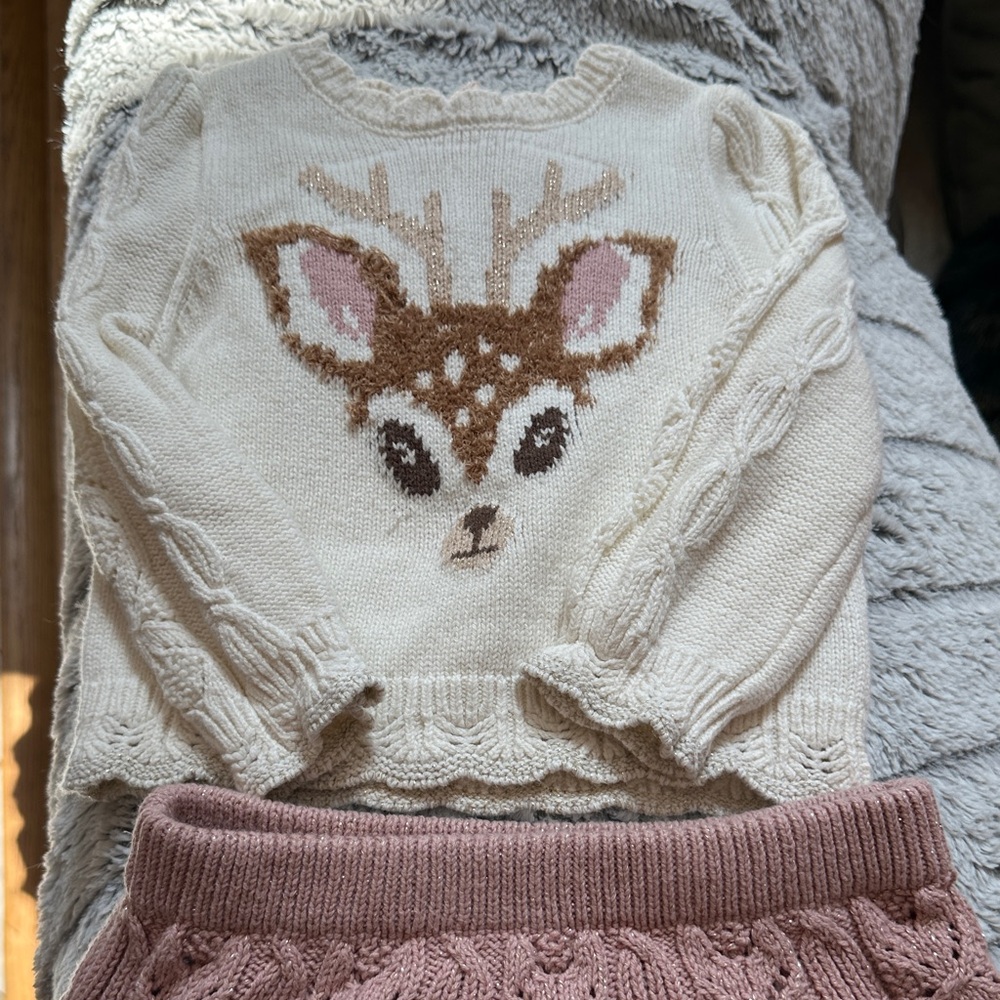 Cynthia Rowley Cream and Pink Knit Sweater
